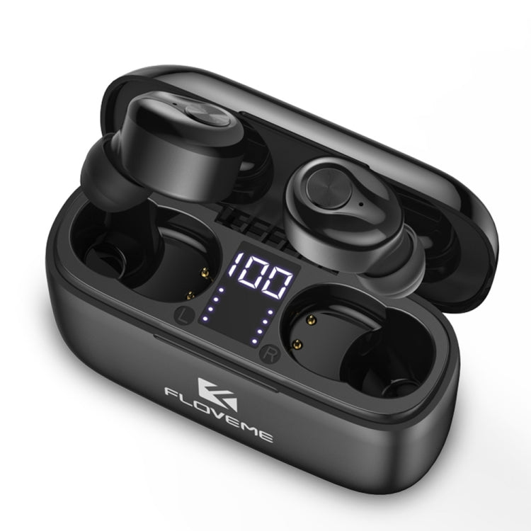 FLOVEME YXF204093 TWS In-Ear Bluetooth 5.0 Earphone with Charging Box(Black)