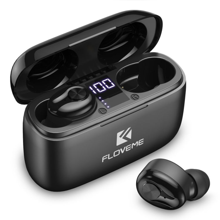 FLOVEME YXF204093 TWS In-Ear Bluetooth 5.0 Earphone with Charging Box(Black)
