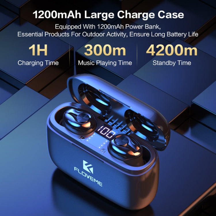FLOVEME YXF204093 TWS In-Ear Bluetooth 5.0 Earphone with Charging Box(Black)