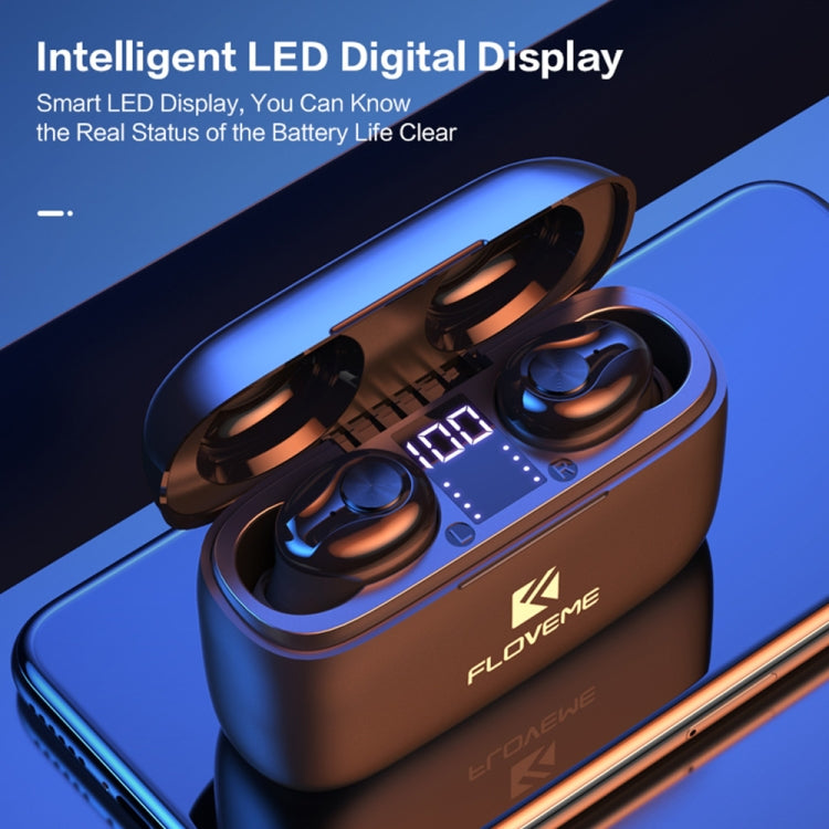 FLOVEME YXF204093 TWS In-Ear Bluetooth 5.0 Earphone with Charging Box(Black)