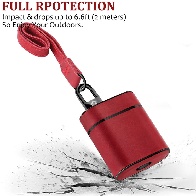 Wireless Earphones Shockproof Genuine Leather Protective Case for Apple AirPods 1 / 2
