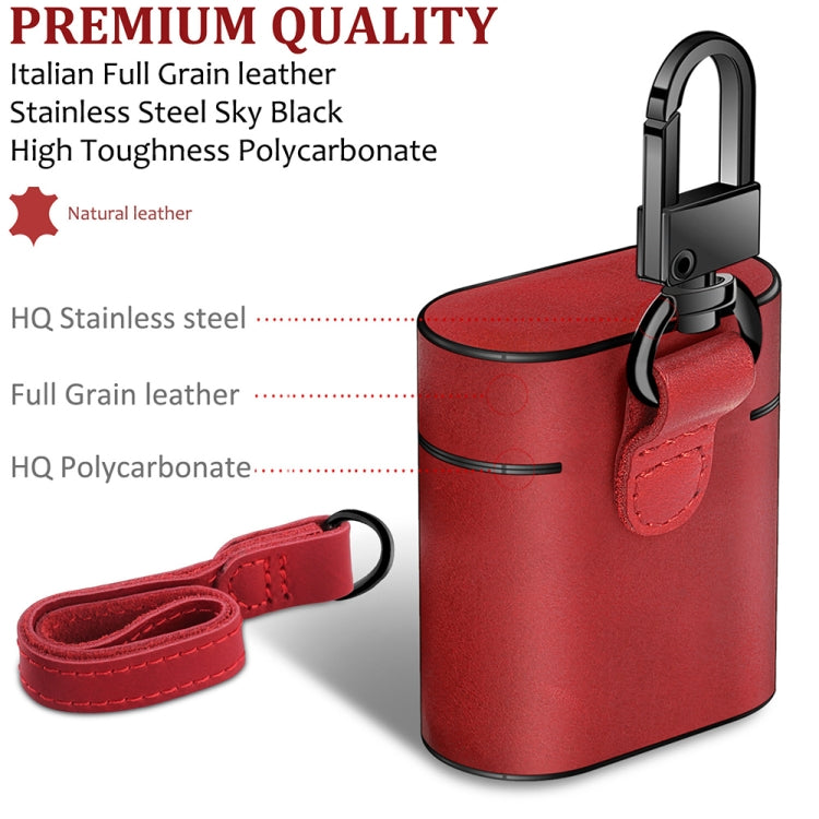 Wireless Earphones Shockproof Genuine Leather Protective Case for Apple AirPods 1 / 2