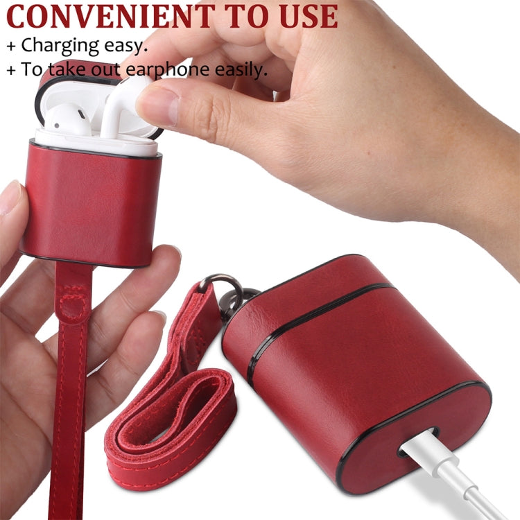 Wireless Earphones Shockproof Genuine Leather Protective Case for Apple AirPods 1 / 2