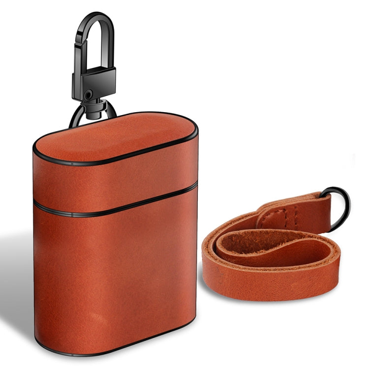 Wireless Earphones Shockproof Genuine Leather Protective Case for Apple AirPods 1 / 2