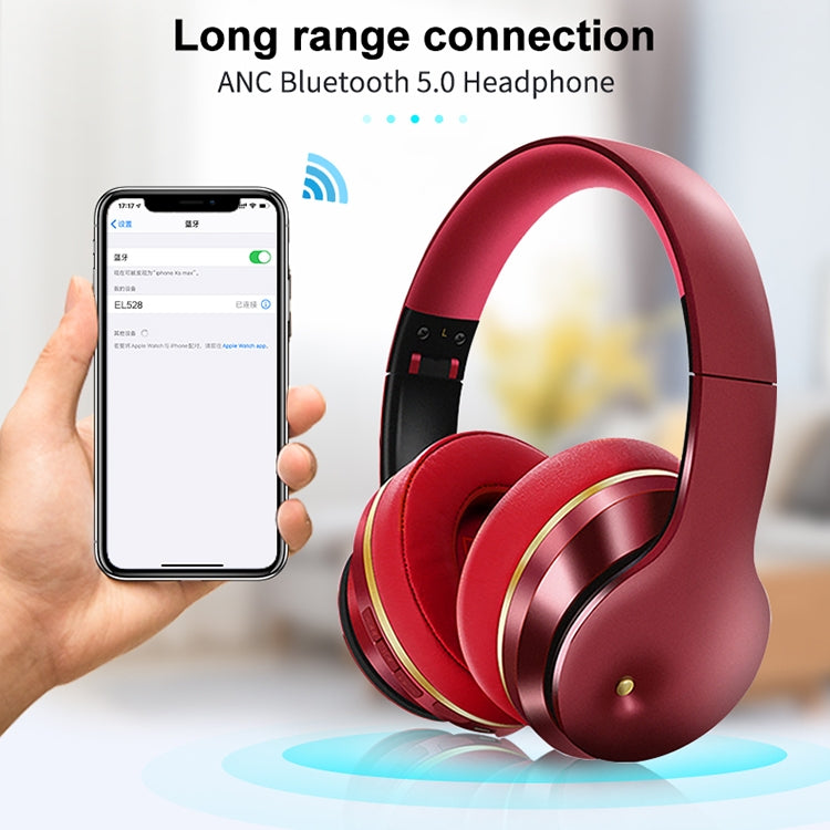 Noise Cancelling EL528 Foldable ANC Active Noise Cancelling Touch Bluetooth Headset, Supports Calling(Black)