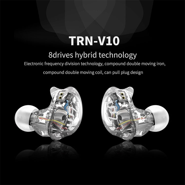 TRN V10 HiFi Monitoring Earphone 2Pin Detachable Cable Earphone, without Mic(White)