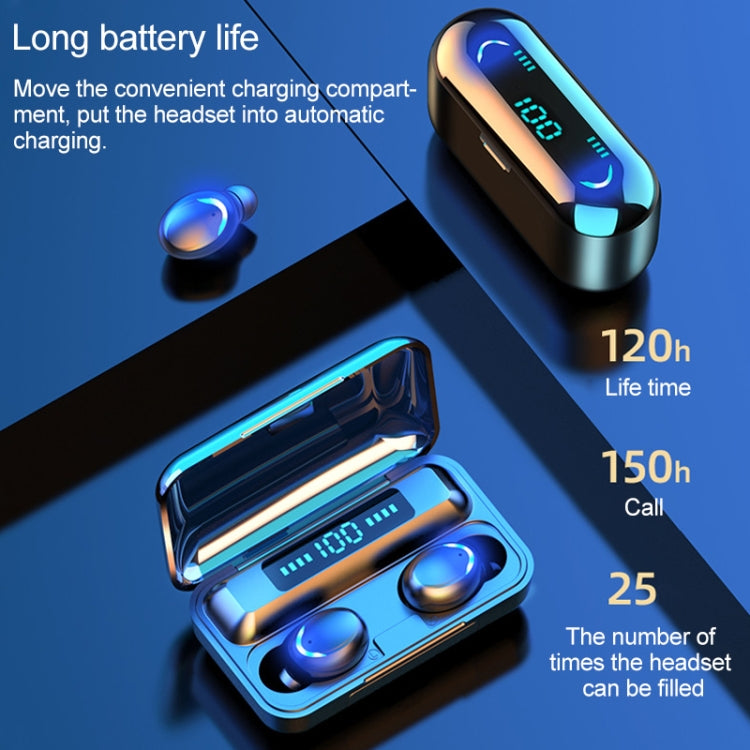 F9-5 Bluetooth 5.0 TWS Wireless Binaural Bluetooth Earphone with Charging Box & Support Call  & LED Digital Display