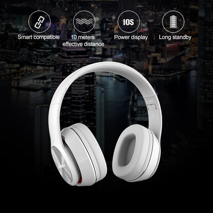 L350 Foldable Wireless Sports Stereo Bluetooth Headset, Supports IOS Power Display & HD Calling & FM & TF Card & 3.5mm AUX