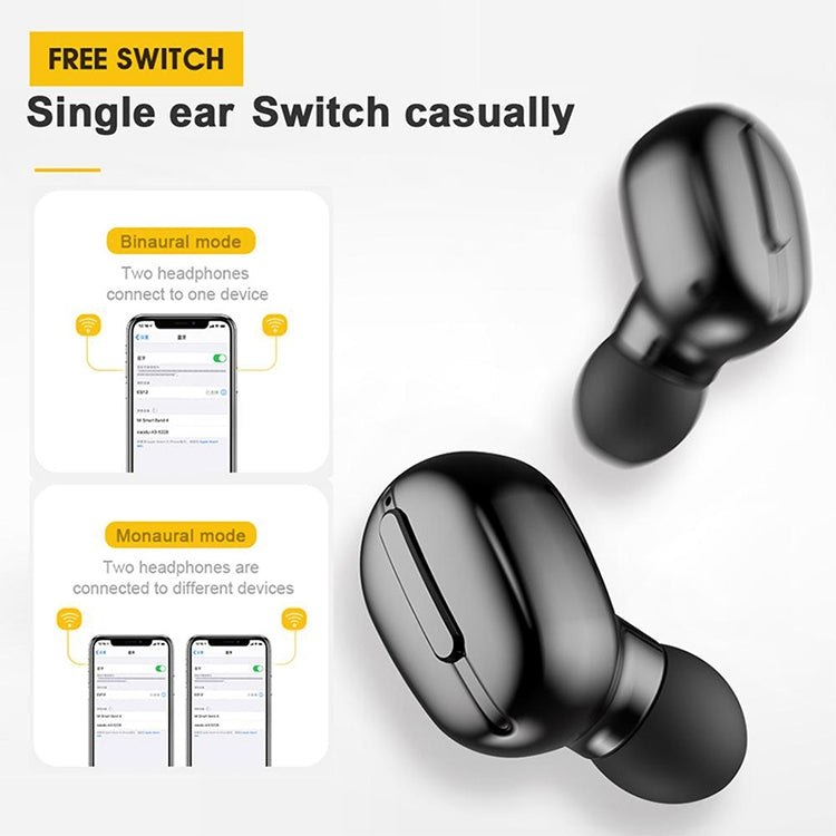 L13 IPX6 Waterproof Bluetooth 5.0 Wireless Stereo Bluetooth Earphone with Magnetic Charging Box, Supports Binaural Call & Voice Assistant