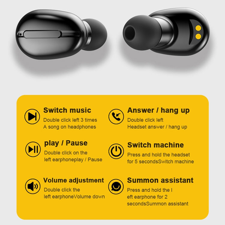 L13 IPX6 Waterproof Bluetooth 5.0 Wireless Stereo Bluetooth Earphone with Magnetic Charging Box, Supports Binaural Call & Voice Assistant