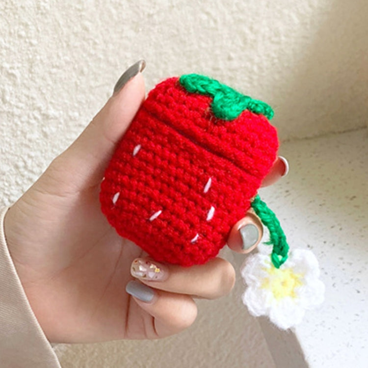 Strawberry Pattern Plush Knitted Cute Protective Case for Apple AirPods 1/2