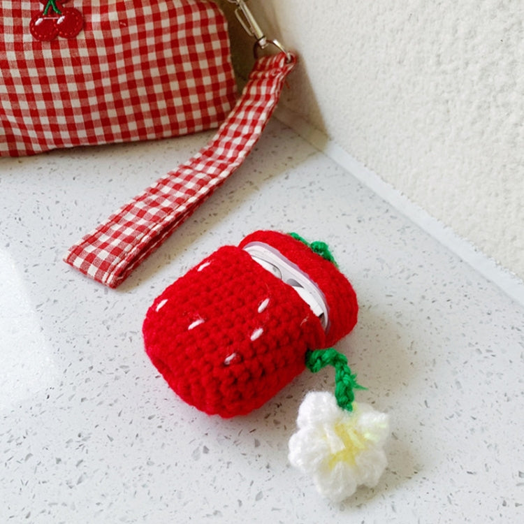 Strawberry Pattern Plush Knitted Cute Protective Case for Apple AirPods 1/2