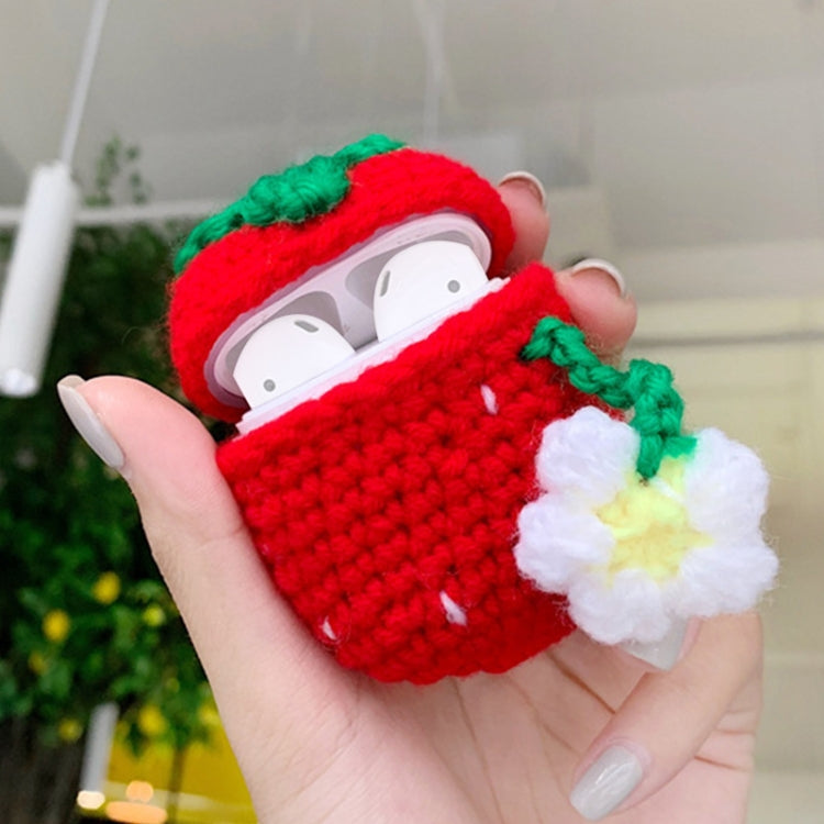 Strawberry Pattern Plush Knitted Cute Protective Case for Apple AirPods 1/2