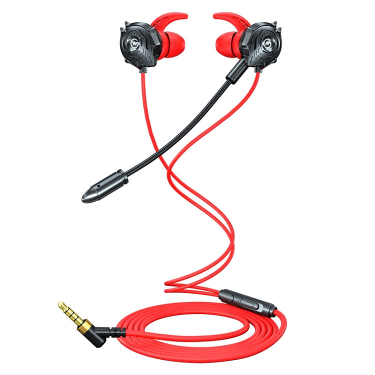 G500 3.5mm Elbow In-ear Wired Wire-control Gaming Earphone with Microphone(Red)