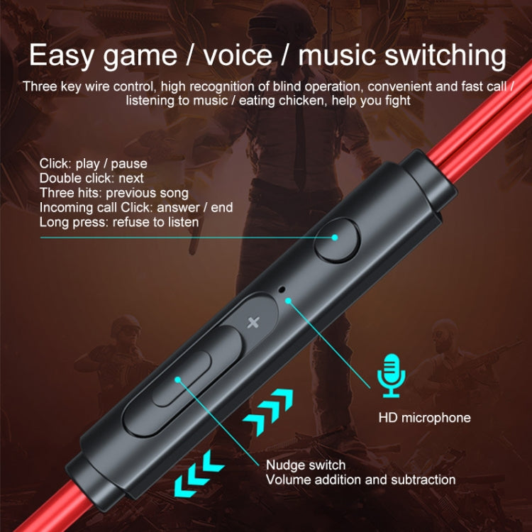 G500 3.5mm Elbow In-ear Wired Wire-control Gaming Earphone with Microphone(Red)