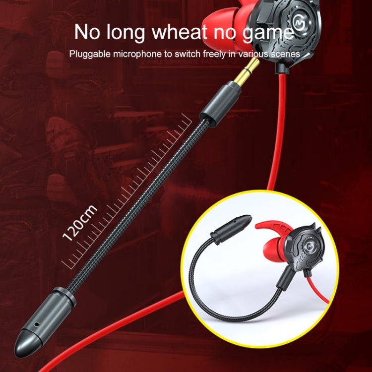 G500 3.5mm Elbow In-ear Wired Wire-control Gaming Earphone with Microphone(Red)