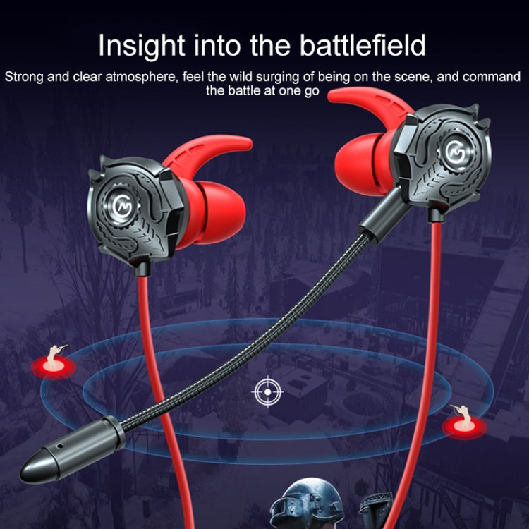 G500 3.5mm Elbow In-ear Wired Wire-control Gaming Earphone with Microphone(Red)