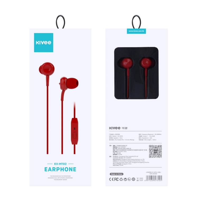 KIVEE KV-MT02 Candy 1.2m Wired In Ear 3.5mm Interface Stereo Earphones with Mic