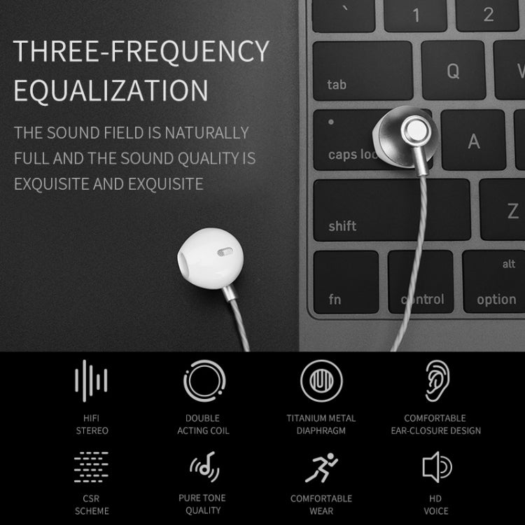 KIVEE KV-MT06 1.2m Wired Half In Ear 3.5mm Interface HiFi Stereo Earphones with Mic (Gold)