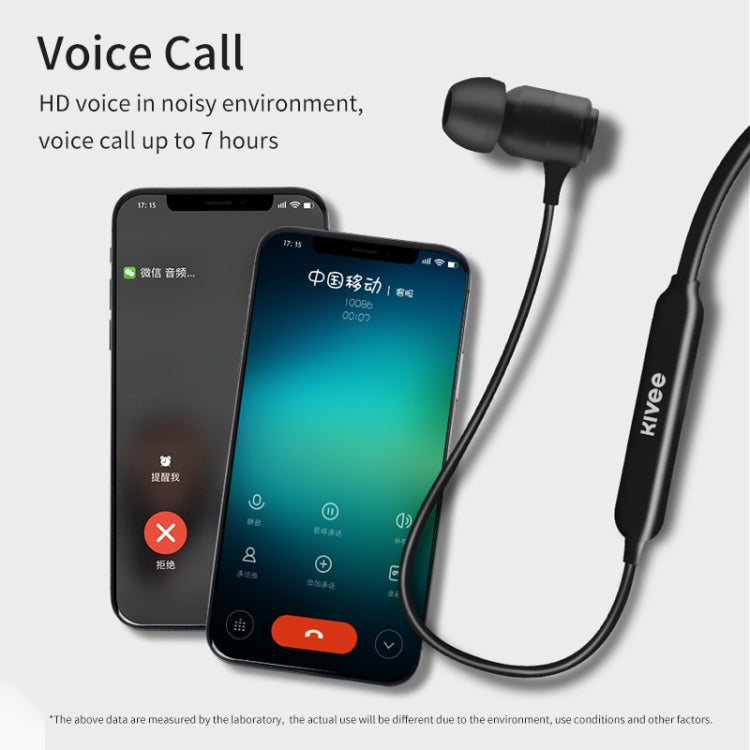 KIVEE KV-TW23 V5.0 Magnetic Adsorption Neck-mounted Stereo Sports Bluetooth Earphone, Support Hands-free
