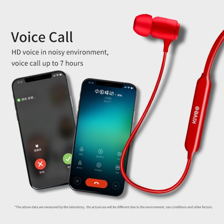 KIVEE KV-TW23 V5.0 Magnetic Adsorption Neck-mounted Stereo Sports Bluetooth Earphone, Support Hands-free