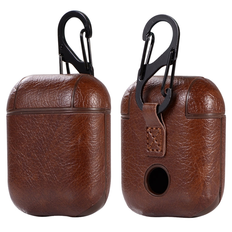 PU Leather Wireless Bluetooth Earphone Protective Case for Apple AirPods 1 / 2, with Metal Buckle