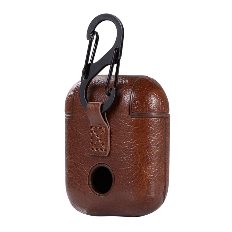 PU Leather Wireless Bluetooth Earphone Protective Case for Apple AirPods 1 / 2, with Metal Buckle