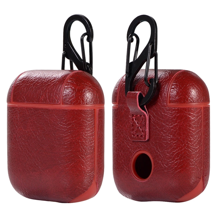 PU Leather Wireless Bluetooth Earphone Protective Case for Apple AirPods 1 / 2, with Metal Buckle