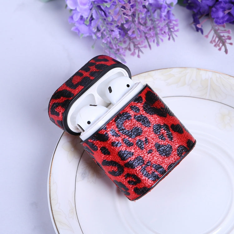 Leopard Print Pattern Wireless Earphones Charging Box Protective Case for Apple AirPods 1/2(Black Blue)