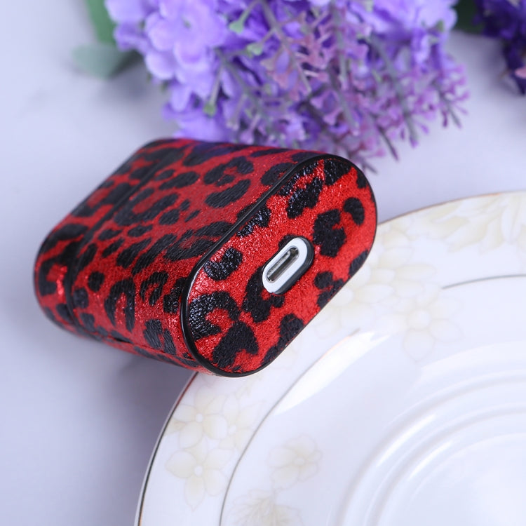 Leopard Print Pattern Wireless Earphones Charging Box Protective Case for Apple AirPods 1/2(Black Blue)