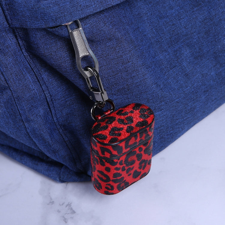 Leopard Print Pattern Wireless Earphones Charging Box Protective Case for Apple AirPods 1/2(Black Blue)