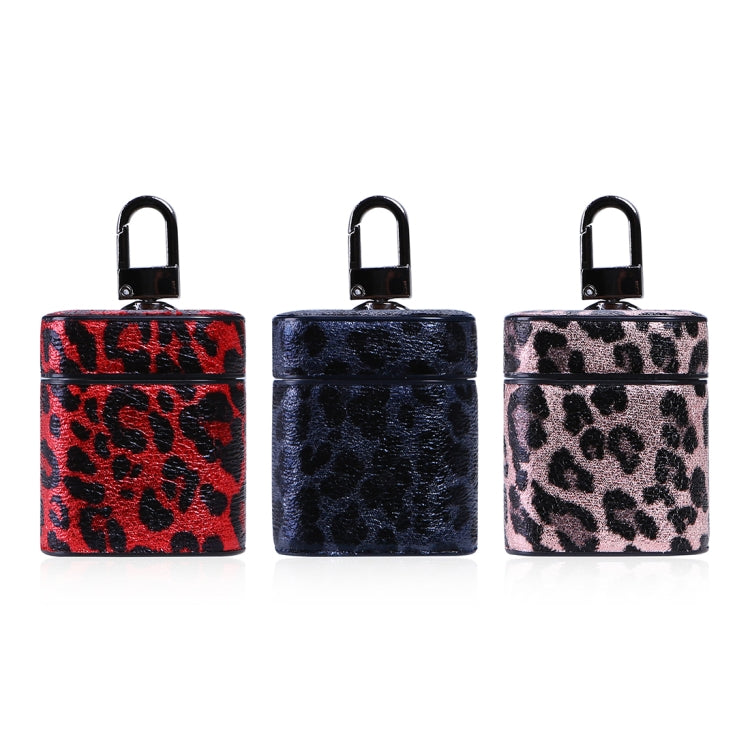 Leopard Print Pattern Wireless Earphones Charging Box Protective Case for Apple AirPods 1/2(Black Blue)