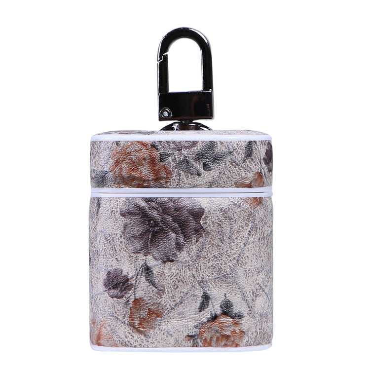 Floral Pattern Wireless Earphones Charging Box Protective Case for Apple AirPods 1/2, with Metal Buckle