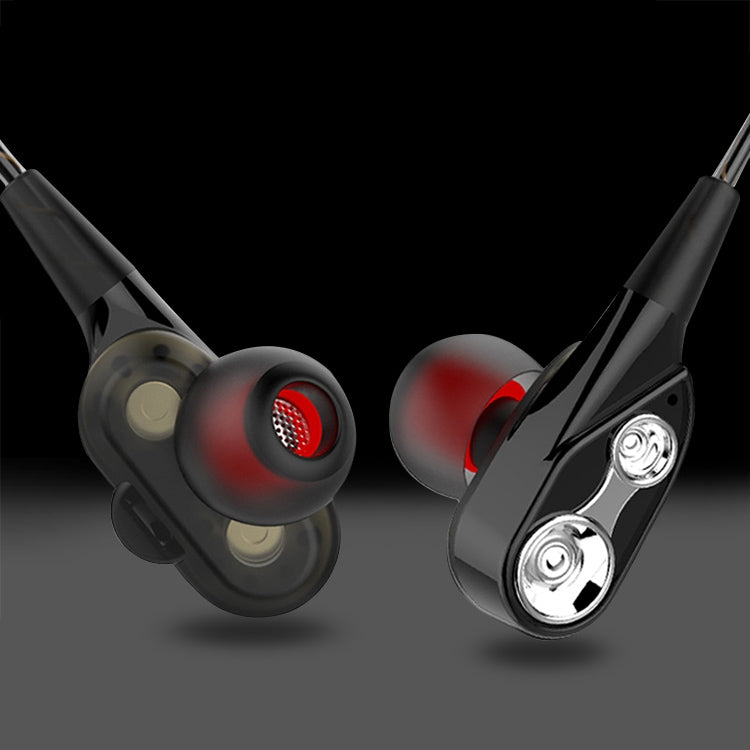 D2 1.2m Wired In Ear 3.5mm Interface Stereo Wire-Controlled HIFI Earphones Dual-motion Loop Running Game Music Headset With Packaging
