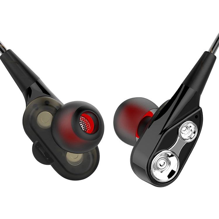 D2 1.2m Wired In Ear 3.5mm Interface Stereo Wire-Controlled HIFI Earphones Dual-motion Loop Running Game Music Headset With Packaging