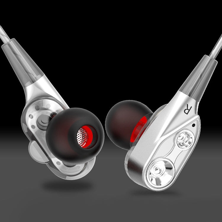 D2 1.2m Wired In Ear 3.5mm Interface Stereo Wire-Controlled HIFI Earphones Dual-motion Loop Running Game Music Headset With Packaging