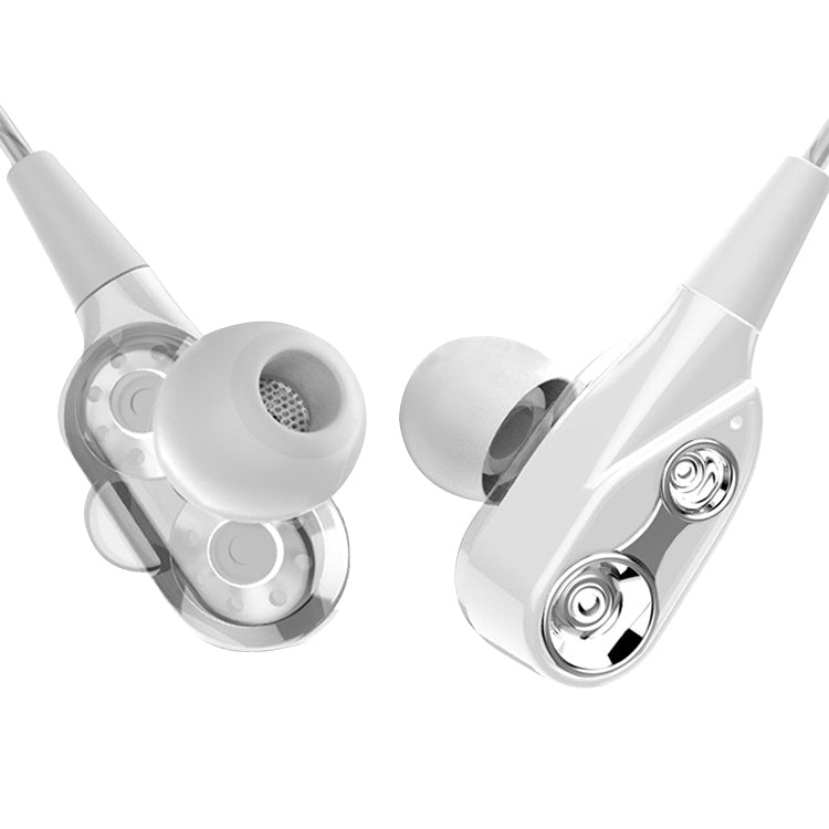 D2 1.2m Wired In Ear 3.5mm Interface Stereo Wire-Controlled HIFI Earphones Dual-motion Loop Running Game Music Headset With Packaging