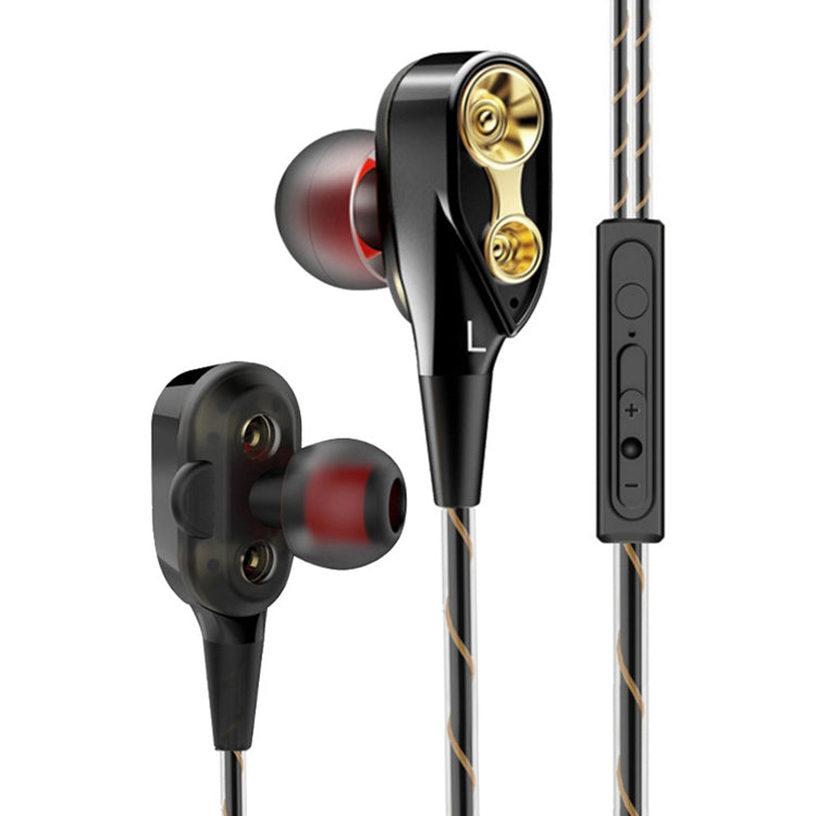 D2 1.2m Wired In Ear 3.5mm Interface Stereo Wire-Controlled HIFI Earphones Dual-motion Loop Running Game Music Headset, Impulse Version of Bare Wire