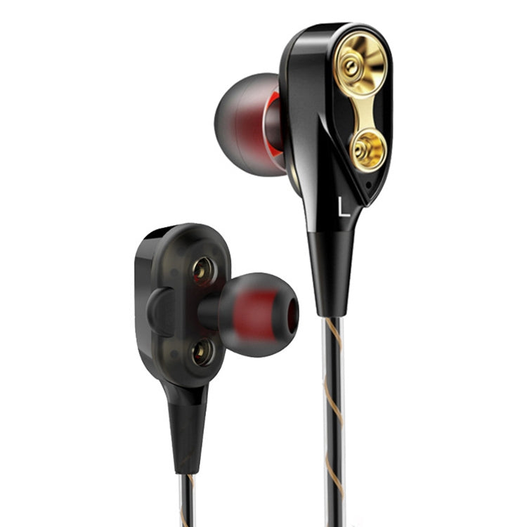 D2 1.2m Wired In Ear 3.5mm Interface Stereo Wire-Controlled HIFI Earphones Dual-motion Loop Running Game Music Headset, Impulse Version of Bare Wire