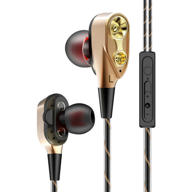 D2 1.2m Wired In Ear 3.5mm Interface Stereo Wire-Controlled HIFI Earphones Dual-motion Loop Running Game Music Headset, Impulse Version Packaging
