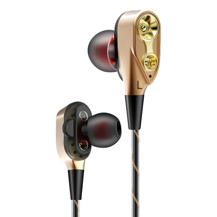 D2 1.2m Wired In Ear 3.5mm Interface Stereo Wire-Controlled HIFI Earphones Dual-motion Loop Running Game Music Headset, Impulse Version Packaging