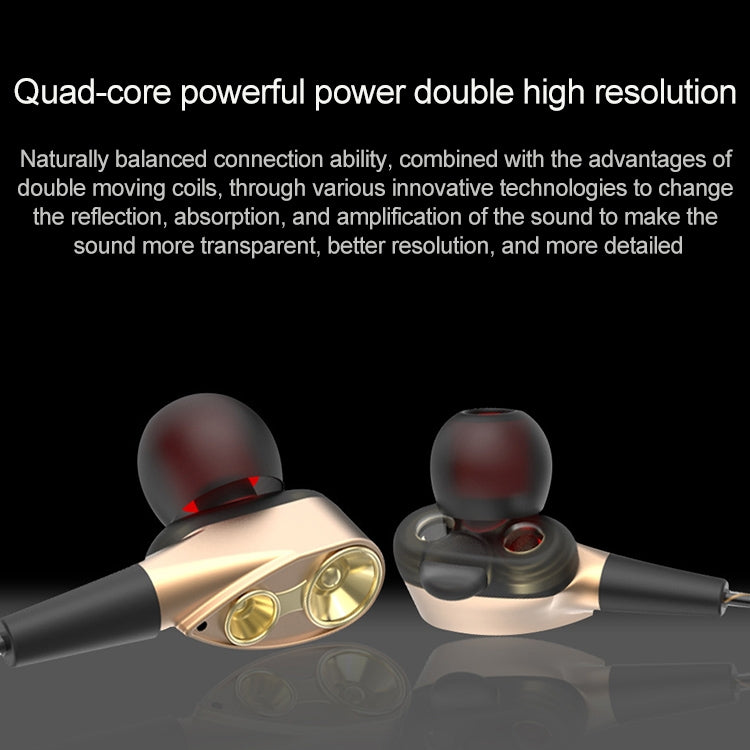 D2 1.2m Wired In Ear 3.5mm Interface Stereo Wire-Controlled HIFI Earphones Dual-motion Loop Running Game Music Headset, Impulse Version Packaging