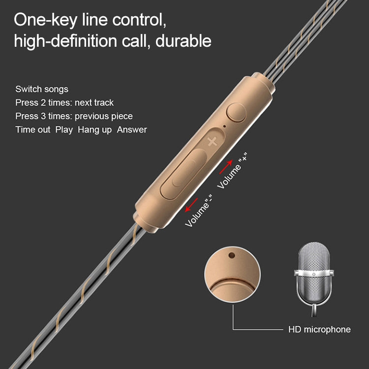 D2 1.2m Wired In Ear 3.5mm Interface Stereo Wire-Controlled HIFI Earphones Dual-motion Loop Running Game Music Headset, Impulse Version Packaging