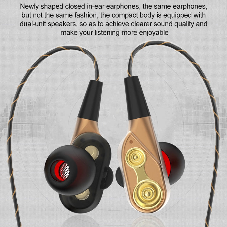 D2 1.2m Wired In Ear 3.5mm Interface Stereo Wire-Controlled HIFI Earphones Dual-motion Loop Running Game Music Headset, Impulse Version Packaging