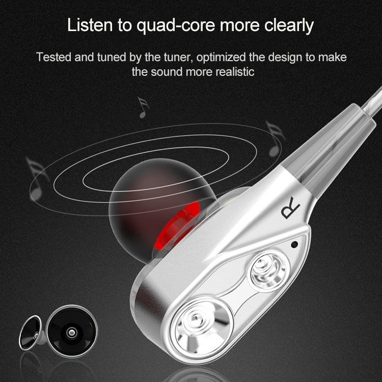 D2 1.2m Wired In Ear 3.5mm Interface Stereo Wire-Controlled HIFI Earphones Dual-motion Loop Running Game Music Headset, Impulse Version Packaging