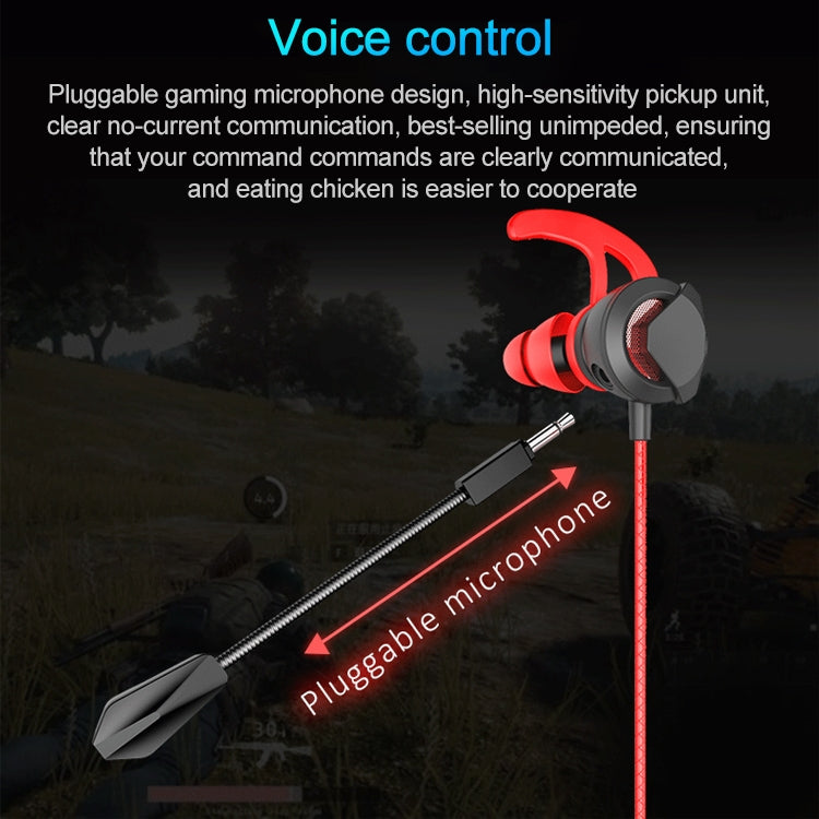 G1 1.2m Wired In Ear 3.5mm Interface Stereo Earphones Video Game Mobile Game Headset With Mic, Deluxe Version Packaging