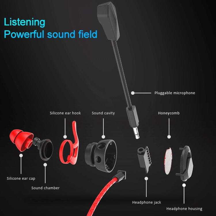 G1 1.2m Wired In Ear 3.5mm Interface Stereo Earphones Video Game Mobile Game Headset With Mic, Deluxe Version Packaging