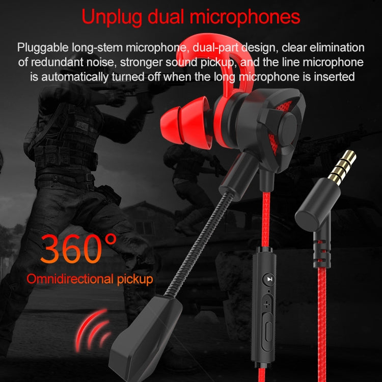G9 1.2m Wired In Ear 3.5mm Interface Stereo Wire-Controlled HIFI Earphones Video Game Mobile Game Headset With Mic
