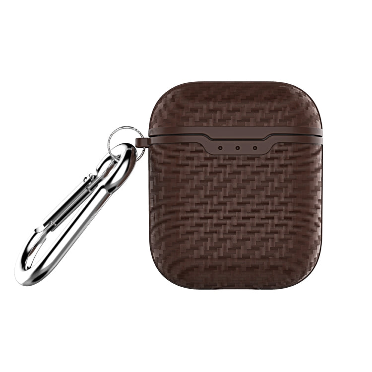 Carbon Fiber Texture TPU + PC Earphones Shockproof Protective Case for Apple AirPods 1 / 2