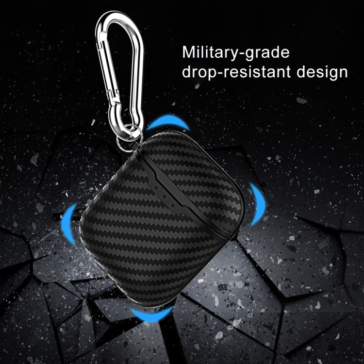 Carbon Fiber Texture TPU + PC Earphones Shockproof Protective Case for Apple AirPods 1 / 2